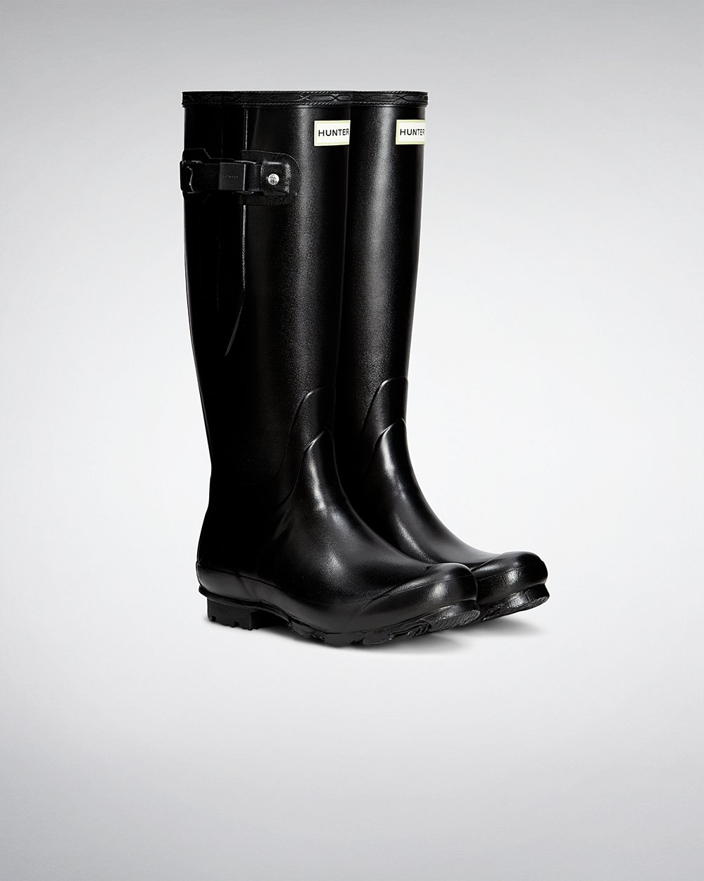 Womens Hunter Tall Rain Boots Black - Norris Field Side Adjustable - 3968720-EN